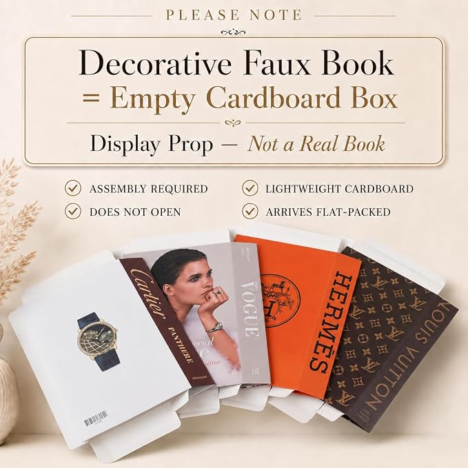 PROBENEX 4 Pcs Decorative Books | Faux Glam Coffee Table & Shelf Decor | Glamorous Designer Look for Living Room, Office and Entryway - Not Real, Tool-Free 2-Min Setup - Image 3