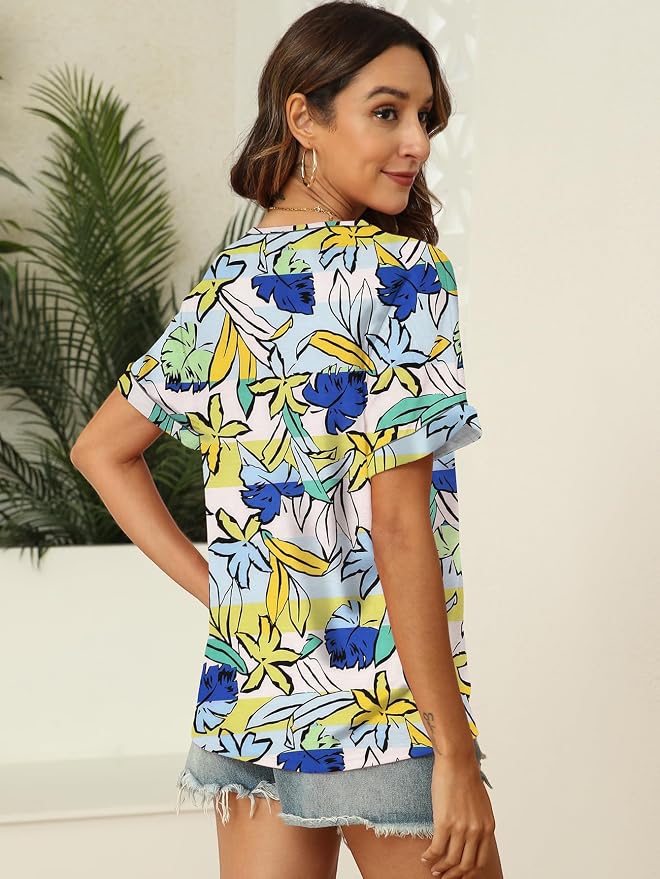 T Shirts Short Sleeve V Neck Tees Womens Tops Beach Vacation Fashion Clothes 2026 Casual Summer Spring Fall Outfits - Image 2