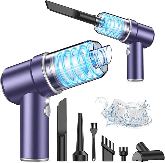KMM Handheld Car Vacuum Cleaner, 9000PA Vacuum Cleaner & Air Duster, 120W High Power Vacuum Portable Cordless, Hand Held Vacuum Rechargeable with Multi-Nozzles & LED Light for Home, Car, Office by KMM