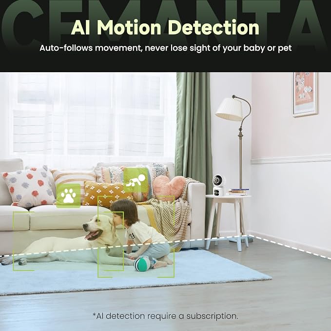 4MP Security Camera Indoor, Free Cloud Storage, Dual-Len Baby & Pet Cam for Home Security, 2.4/5GHz WiFi, 360 PTZ, 2-Way Audio, Color Night Vision, AI Motion Detection, Compatible with Alexa - Image 7