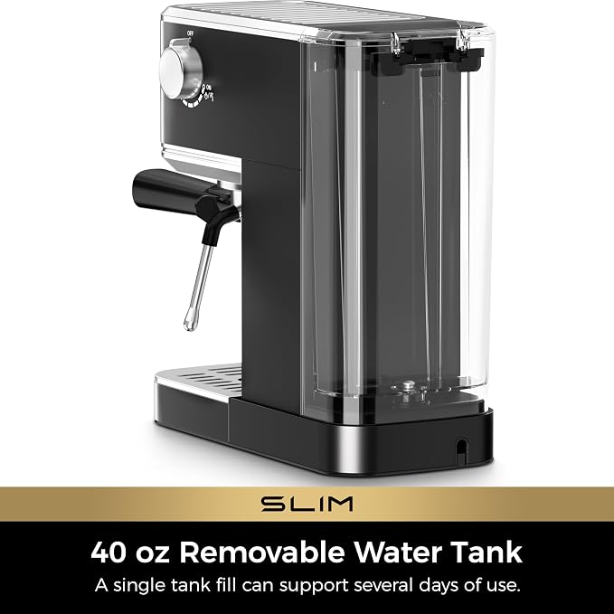 CHULUX Slim Espresso Machine with Milk Frother for Home Cappuccino, Black | Precise Pressure Gauge, Food-Grade Materials, 20 Bar Italian Pump, Professional Temperature Control System, Stainless Steel - Image 7
