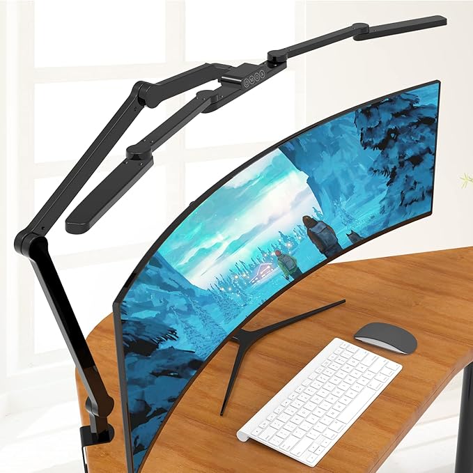 EPABINA LED Desk Lamp with Clamp, 41.5" Clamp on Architect Desk Lamp for Home Office, 24W Bright Tall Computer LED Table Light Adjustable Overhead Clip on Office Lighting for Work Craft by EPABINA