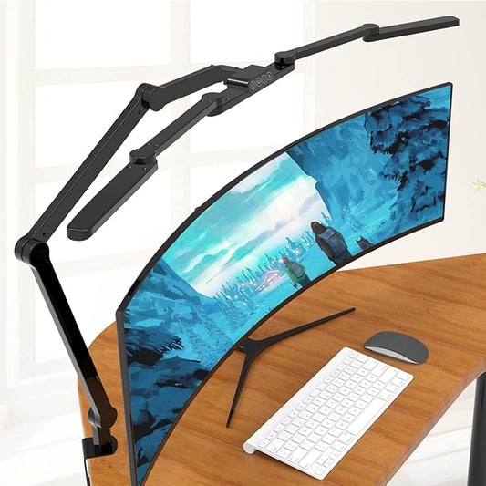 EPABINA LED Desk Lamp with Clamp, 41.5" Clamp on Architect Desk Lamp for Home Office, 24W Bright Tall Computer LED Table Light Adjustable Overhead Clip on Office Lighting for Work Craft by EPABINA