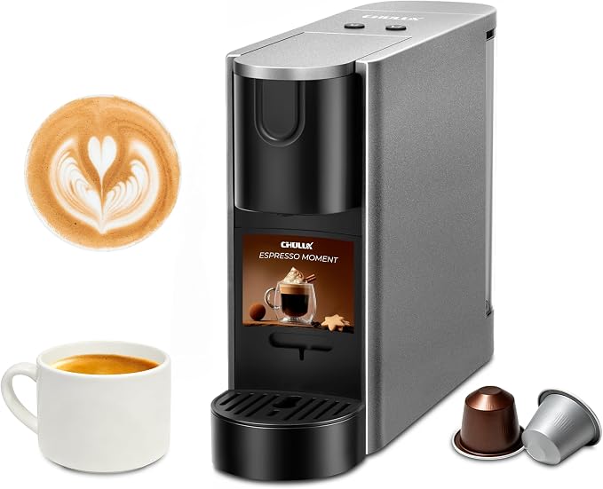 CHULUX RectoCafé Espresso Coffee Machine for Nespresso Original Pod, Gray | Extra Mini Design, 20 Bar Professional Italian Pump, Food-Grade Materials, Quiet with Low-Vibration Brewing for Home & Office by CHULUX
