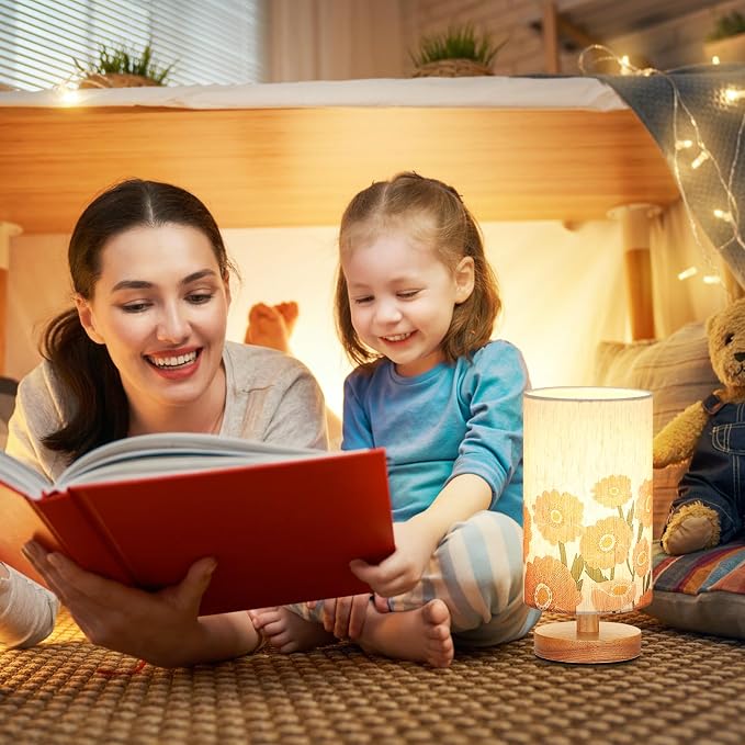 Fenmzee Small Table Lamps (Sunflower Cream Shade, 9" Inline Control) | 3000K LED Blub Included | 680 Lumens | Easy Assembly | Minimalist Design | E26 | for Kitchen | for Kids Room - Image 5