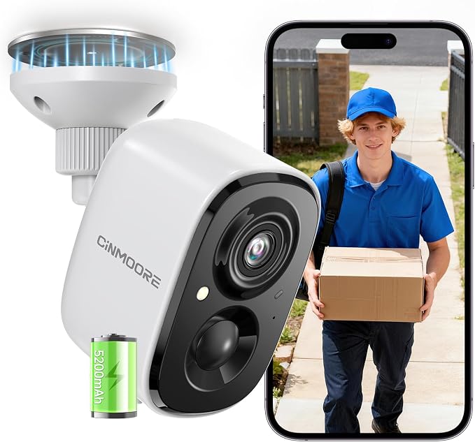 2.5K Security Camera Wireless Outdoor, 2.4G WiFi Battery Powered Indoor Camera, Magnetic Mount Cameras for Home Security, AI Detection, Color Night Vision, Spotlight, Siren Alarm, 2-Way Talk by Unknown