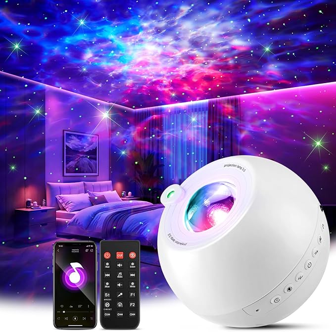 One Fire Galaxy Projector,15 Color,Ocean HD,Gift Girl&Women&Boy,White Noise | 7 Brightness,4 Speed,Green Star,Bluetooth,Romote,Timer,Teen Boys Gift,Birthday,Bedroom Decor,Relax,Party,Led Lights,Lava Lamp by OneFire