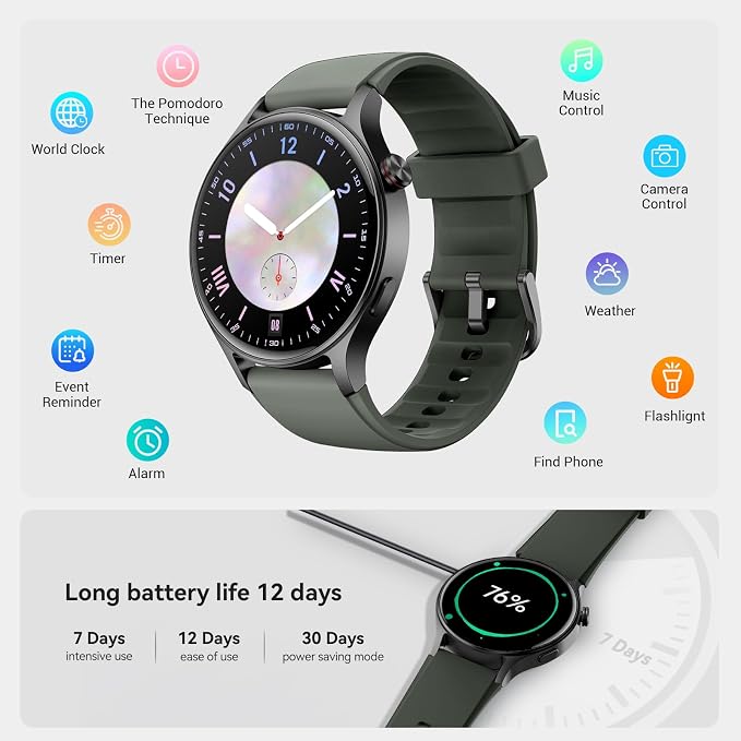 Fitpolo Smart Watch for Men Women,1.3" AMOLED Touchscreen Fitness Tracker, Make/Answer Calls, Heart Rate SpO2 Monitor, 3ATM Waterproof, Sleep & Activity Tracking Smartwatch for Android Phones iPhone - Image 7