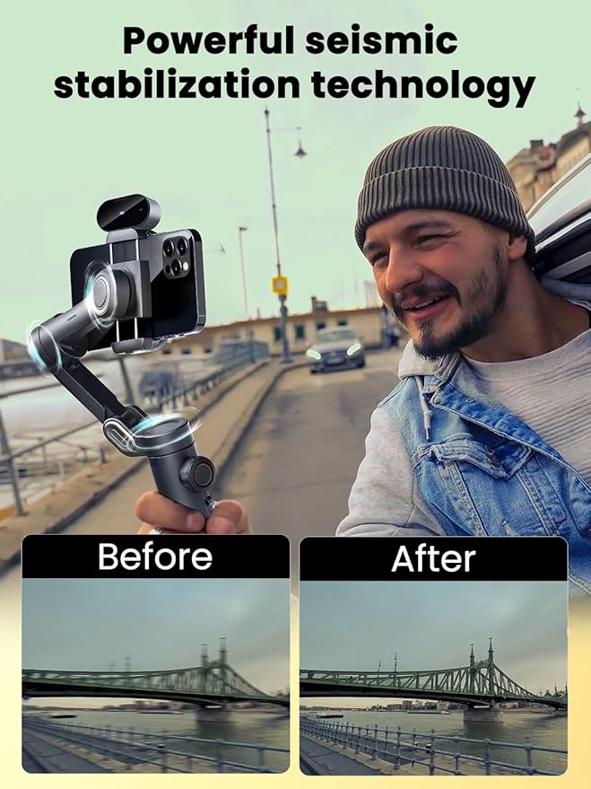 XE AI Version, Gimbal Stabilizer for Smartphone, NO APP AI Tracking, Magnetic RGB LED Light, 7 Color Temperature - Image 4