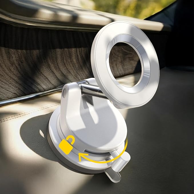 LISEN for Magsafe Car Mount, Cell Phone Holders for Your Car, Magnetic Car Accessories for Women Men Jeep Truck, Vacuum Gifts for iPhone 17 Pro Max 16 15 14 13 12, Samsung S25, Pearl White by Lisen