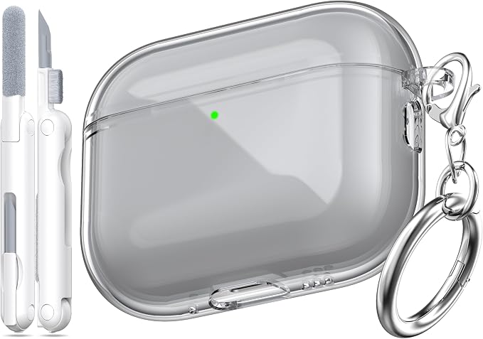 for AirPods Pro 3 Clear Case 2025, Military-Grade Shockproof, Soft TPU Highly Transparent Anti-Yellowing for AirPods Pro 3 Case with Cleaning Kit & Cute Round Buckle, Clear Black by MHYALUDO