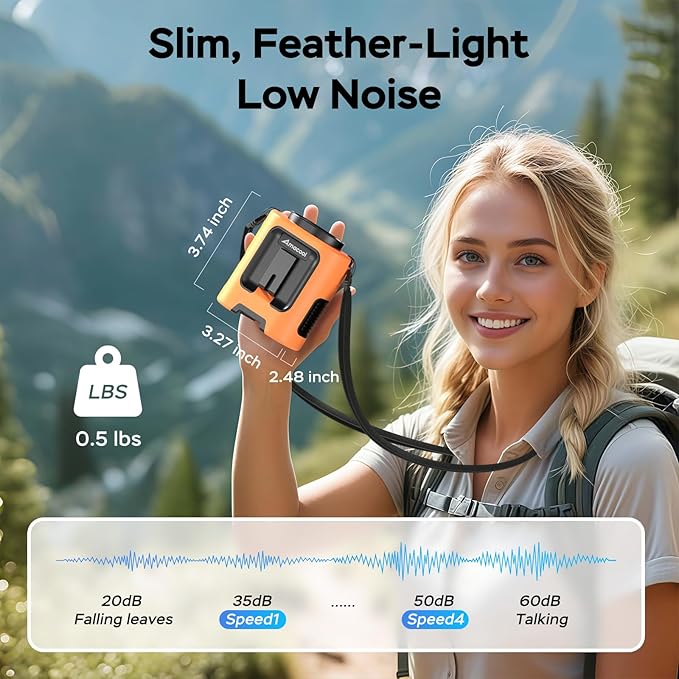 AMACOOL Mini Portable Waist Fan Clip on, Gifts for Father Him Men Dad Husband, 13000RPM Rapid-Cooling Personal Neck Fans, Wearable Shirt Belt Fan for Women Men Outdoor Work Jobsite Travel Camping - Image 5