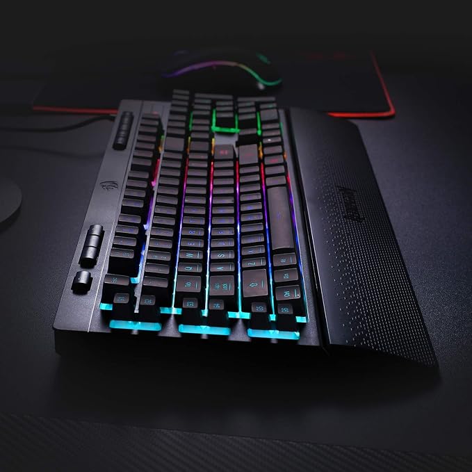 Redragon K512 RGB Membrane Gaming Keyboard, 6 Macro Keys & Easy Media Wheel | Dedicated Scroll Controls, No Software Needed 6 On-the-Fly Combos for Extensive Games, 13 Backlight Modes, Wrist Support - Image 7