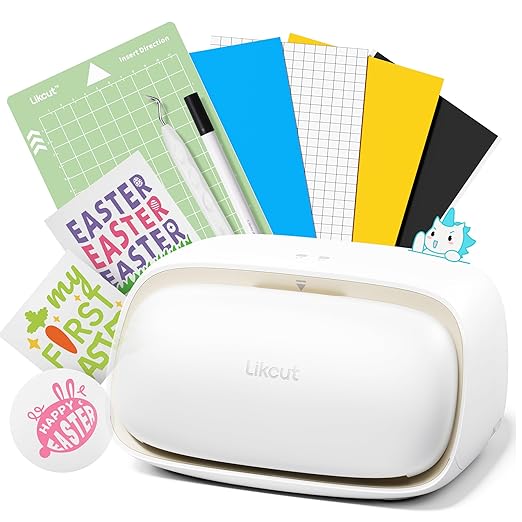 Likcut Vinyl Cutter Machine S501 - AI Smart Sticker Maker for Vinyl & Paper Crafts, AI Image Generation Portable Plotter DIY Cutting Machine for Craft & Party, Custom Stickers, Crafts for Adults by CreateDIYCraftyFunwithLikcut