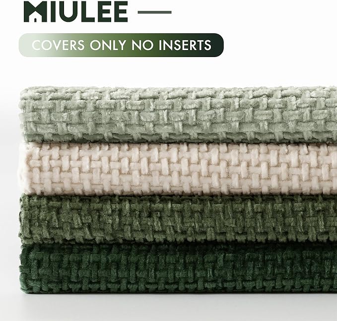 MIULEE Pack of 4 Couch Throw Pillow Covers 18x18 Inch Neutral Green Soft Decorative Chenille Pillow Covers Farmhouse Accent Cushion Covers for Boho Spring Home Decor Sofa Bedroom Living Room - Image 6