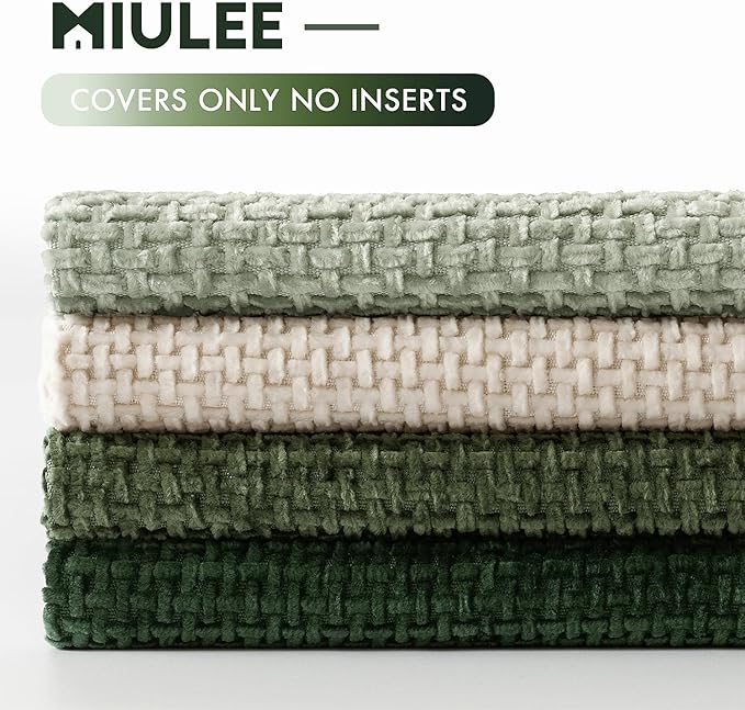 MIULEE Pack of 4 Couch Throw Pillow Covers 20x20 Inch Neutral Green Soft Decorative Chenille Pillow Covers Farmhouse Accent Cushion Covers for Boho Spring Home Decor Sofa Bedroom Living Room - Image 6