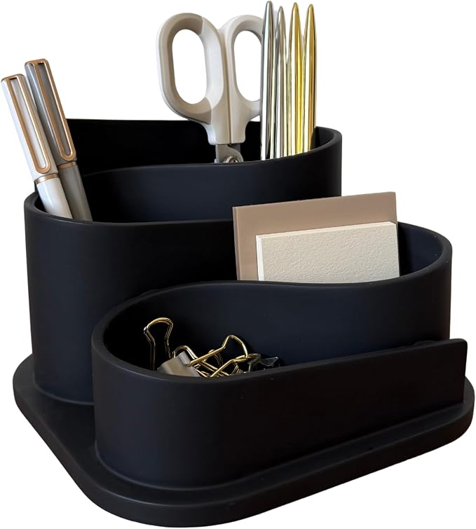 OAKOA Black Modern Desk Organizer - Minimalist Desk Accessories Pen Holder | Pencil Holder for Desk - Minimalist Desk Accessories & Workspace Organizers - Desk Pen Organizer - Modern Office Decor by OAKOAHome