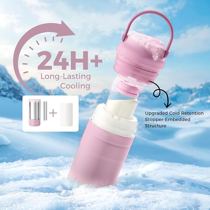 Momcozy Portable Breast Milk Cooler for Travel, 24H Ice-Free Cooling Breastmilk Storage Bottles Container, 12oz Leak Proof Outdoor Small Freezer, Baby Breastfeeding Essential for New Moms - Image 3