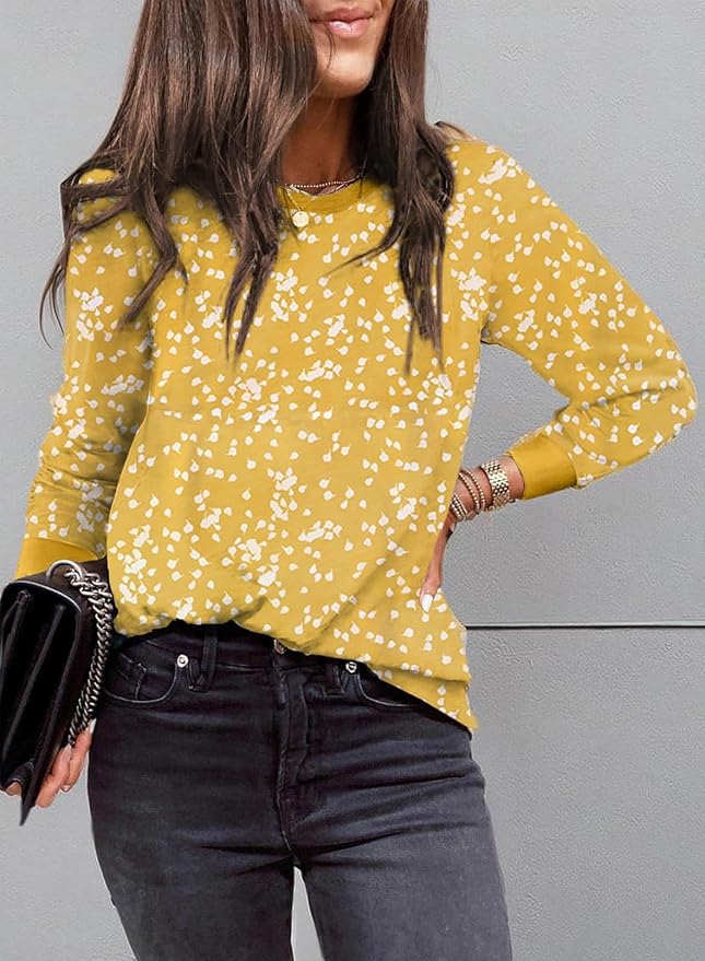 EVALESS Womens Crewneck Long Sleeve Tops Casual Polka Dots Tops Fall 2026 Tshirts Shirts - Image 7