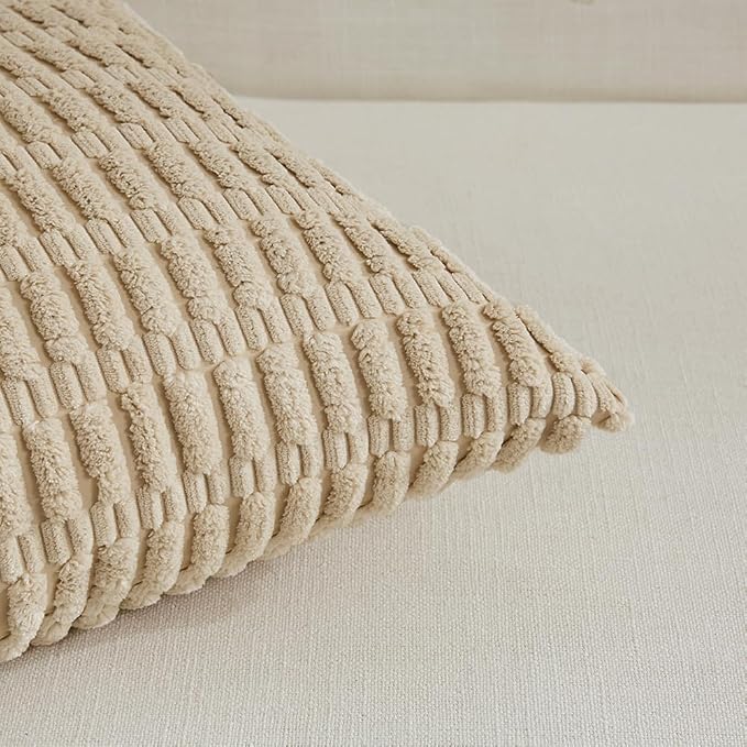 Fancy Homi 4 Packs Decorative Throw Pillow Covers for Living Room Couch Bed, Modern Farmhouse Boho Home Décor Accent Cushion Case, 24" x 14", Tan - Image 4