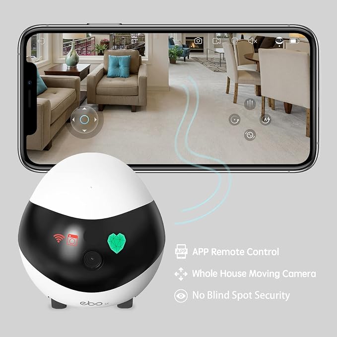 Enabot EBO SE Home Robot Camera: 1080P Mobile FamilyBot Pet Companion | Whole-Home Mobility, Two-Way Talk, Night Vision, Local Storage, Auto-Recharge, Long Distance Gift for Family/Pet - Image 2