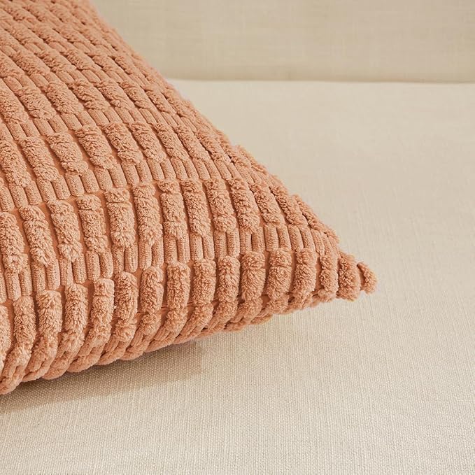 Fancy Homi 4 Packs Decorative Throw Pillow Covers for Living Room Couch Bed, Modern Farmhouse Boho Home Décor Accent Cushion Case, 16" x 16", Peach - Image 4