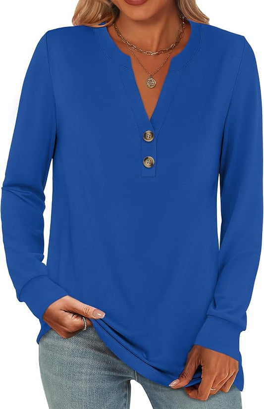 ANRABESS Women's Long Sleeve Shirts 2026 Spring Fashion Dressy Casual Tops Trendy Henley Blouses Cute Work Outfits Clothes by ANRABESS