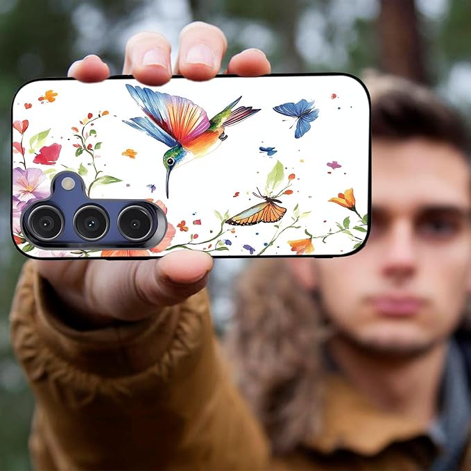 Designed for Galaxy A17 5G Phone Case,Slim Silicone Shockproof Protective Case for Galaxy A17 5G 6.7 inch,Flowers and Hummingbirds Design - Image 4