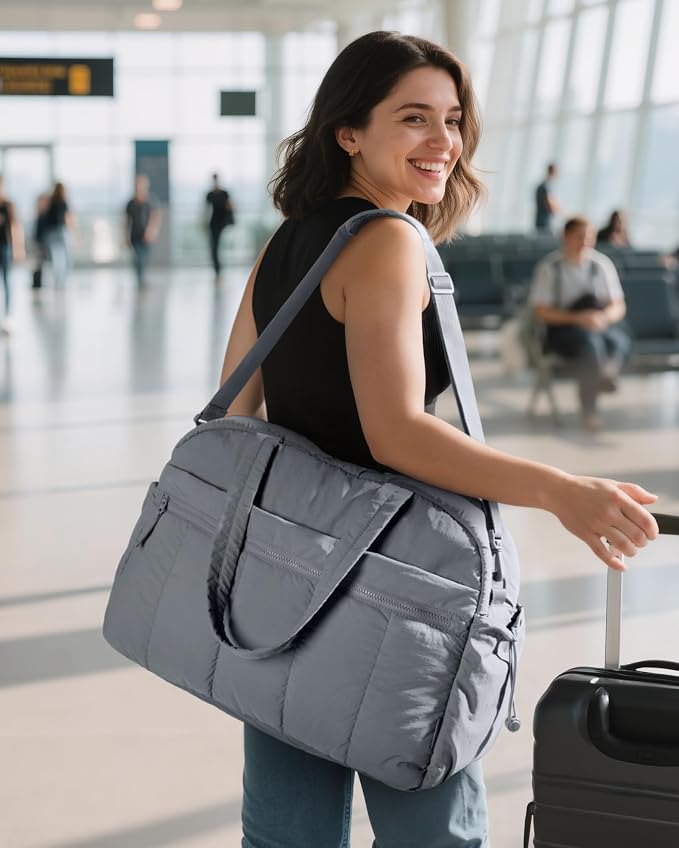 BAGSMART Duffle Bag for Travel, Gym Bag for Women, Weekender Carry on Bag | PVC Wet Pocket, Airline Approved Personal Carry-on Size, Fits Under-seat, One Bag for Gym, Travel, Hospital, Overnight - Image 2