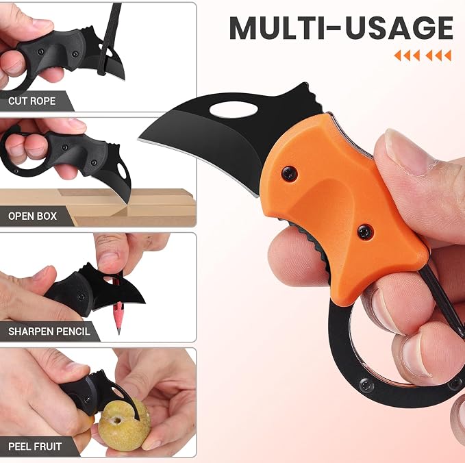 FUNBRO 2 Pack Small Pocket Knife Gifts for Men & Women | Folding Box Cutter, Birthday & Stocking Stuffers Gifts for Wife Husband Dad Mom (Black & Orange) - Image 3