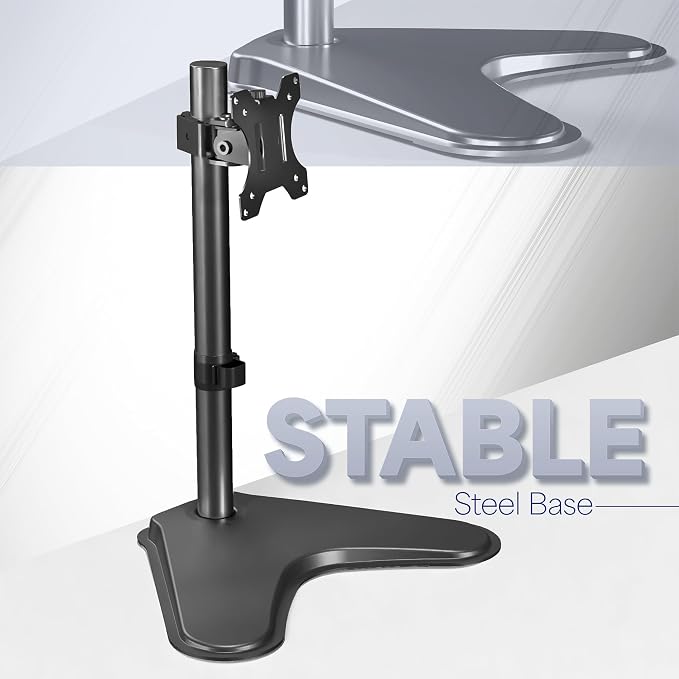VIVO Single Monitor Desk Stand, Holds Screens up to 32 inch Regular and 38 inch Ultrawide, Freestanding VESA Steel Mount Base, Adjustable Height, Tilt, Swivel, Rotation, Black, STAND-V001H - Image 5