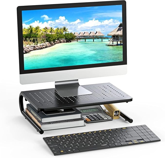 HUANUO Monitor Riser for Desk, Desk Organizer,Laptop Shelf w/Vented for Screen, Computer Stand for PC, Printer, for Home & Office - Image 7