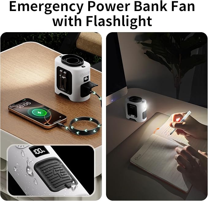 Socool 14500mAh Portable Waist Fan Clip on Belt 360 Rotation Wearable Rechargeable Personal Shirt Fan, 67H Cooling 5-Speed Battery Operated with Light, Neck Fan Hands-Free for Outdoor Jobsite Camping - Image 6