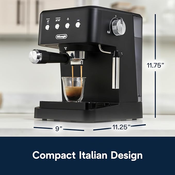 De’Longhi Classic Matte Black Espresso Machine, Easy-to-Use Milk Frother | #1 Worldwide Espresso Machine Maker, Rapid Heat-Up, Preset Single & Double Espresso, Frother, Compact Design - Image 7