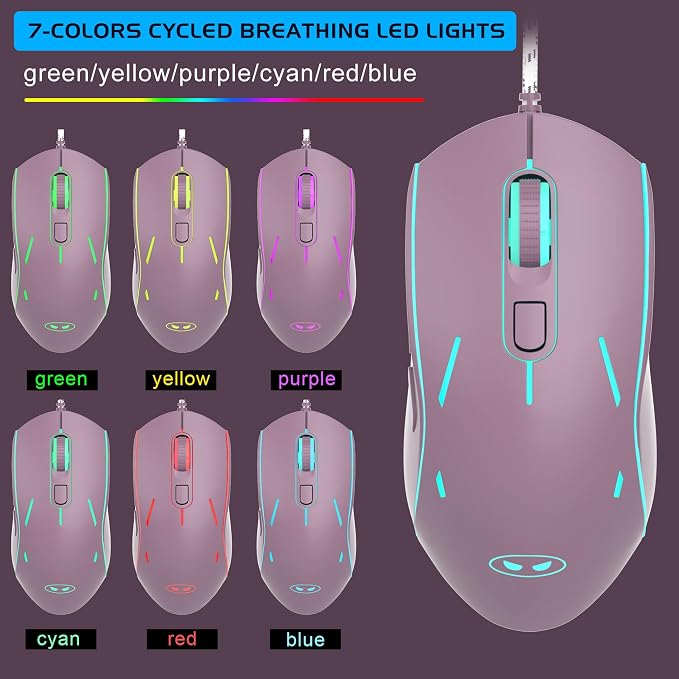 Gaming Keyboard and Mouse Combo, K1 RGB LED Backlit Keyboard with 104 Key Computer PC Gaming Keyboard for PC/Laptop (Blackcurrant) - Image 6