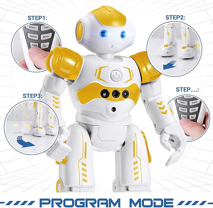 KingsDragon RC Robot Toys for Kids, Gesture & Sensing Programmable Remote Control Smart Robot for Age 3 4 5 6 7 8 Year Old Boys Girls Birthday Gift Present,Yellow - Image 6