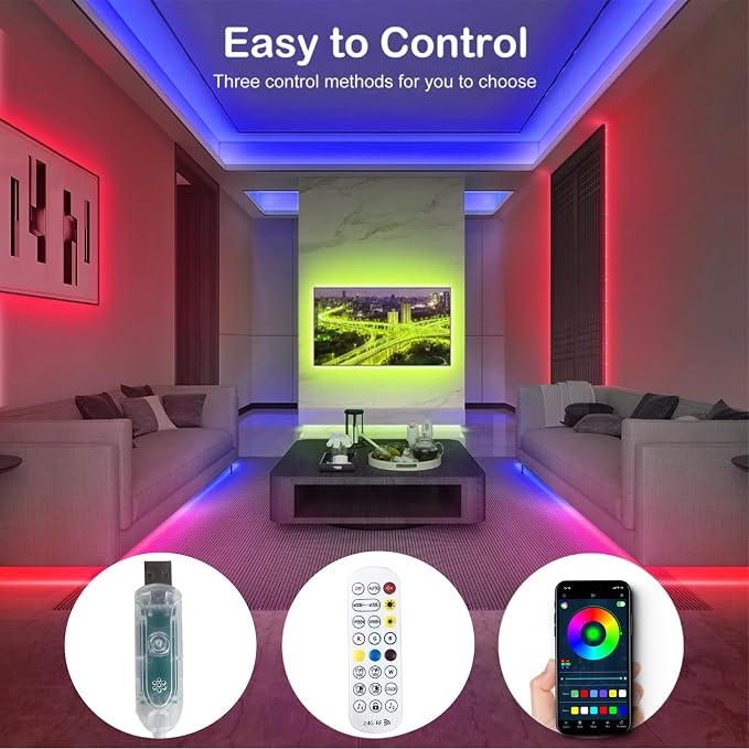 16.4FT LED Strip Lights IP68 Outdoor Waterproof, 5V USB Powered, Music Sync Bluetooth APP/RF Remote Control Lights for Balcony,Deck,Camping,Garden,Bedroom Decor - Image 5