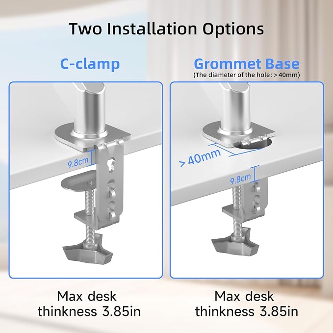 Suptek Ultrawide Monitor Arm Mount for 17 to 43 Inch Heavy Duty Curved Screen,Holds 28.6 lbs,Adjustable Gas Spring Monitor Arm Desk Mount Stand,75/100 Vesa Mount,Silver(MD71MS) - Image 5