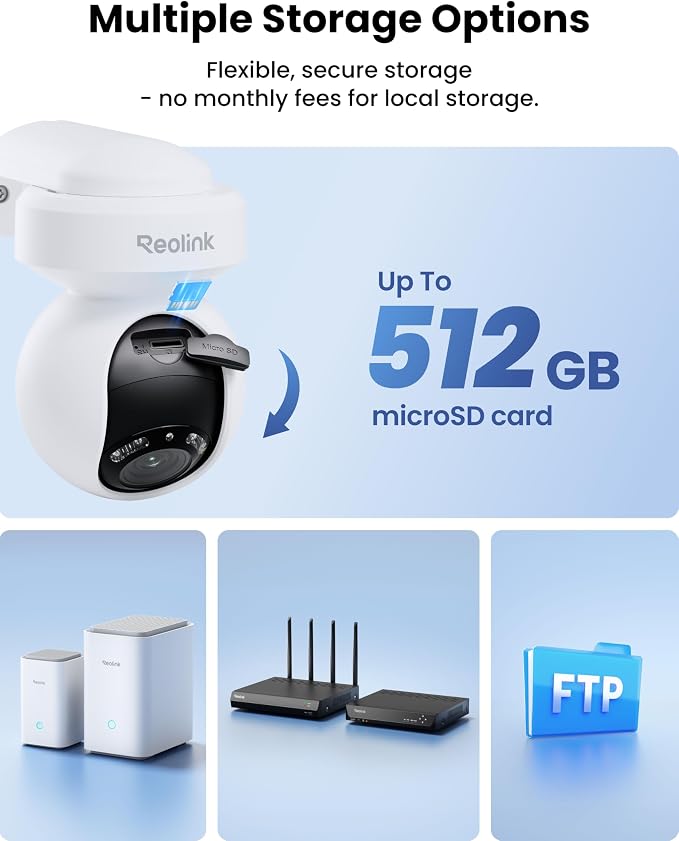REOLINK E1 Outdoor Pro 4K PTZ Outdoor Security Camera WiFi Plug-in Power | No Subscription Local Storage, Dual-Band Wi-Fi 6, 3X Optical Zoom, Auto Tracking, Smart AI Detection, Color Night Vision - Image 7