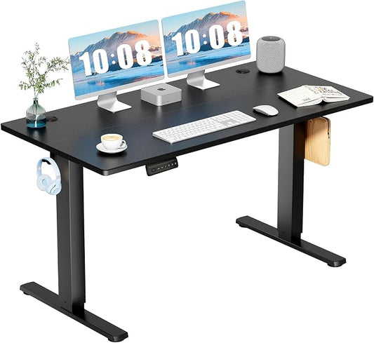 DUMOS 55 Inch Electric Standing Desk, Memory Adjustable Home Office Desk | Sit Stand Up Desk for Work Home Office,Adjustable Desk, Rising Computer Table with Splice Board,Cable Management,Hook,Black by DumosLifestyle