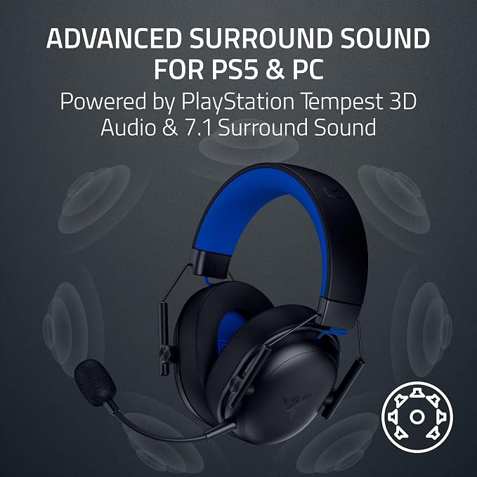 Razer BlackShark V3 X HyperSpeed Wireless PS5 Gaming Headset, Black | 50mm Drivers, Cardioid Mic, 2.4 GHz, Bluetooth, Works with PC, Mac, Nintendo Switch, Smartphone, 70 Hr Battery - Image 6