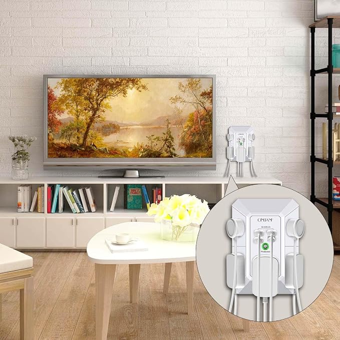 Wall Charger, Surge Protector, QINLIANF 5 Outlet Extender with 4 USB Charging Ports, 3-Sided 1680J Power Strip Multi Plug Adapter Spaced for Home Travel Office - Image 4