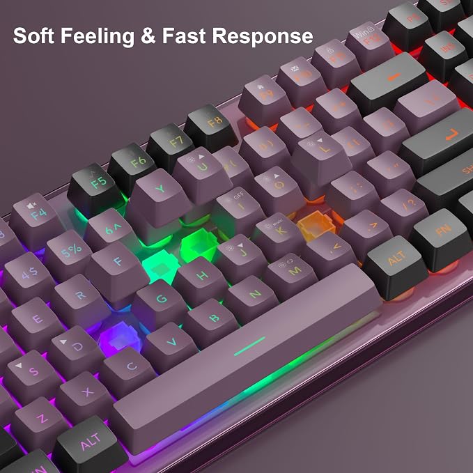Gaming Keyboard and Mouse Combo, K1 RGB LED Backlit Keyboard with 104 Key Computer PC Gaming Keyboard for PC/Laptop (Blackcurrant) - Image 5