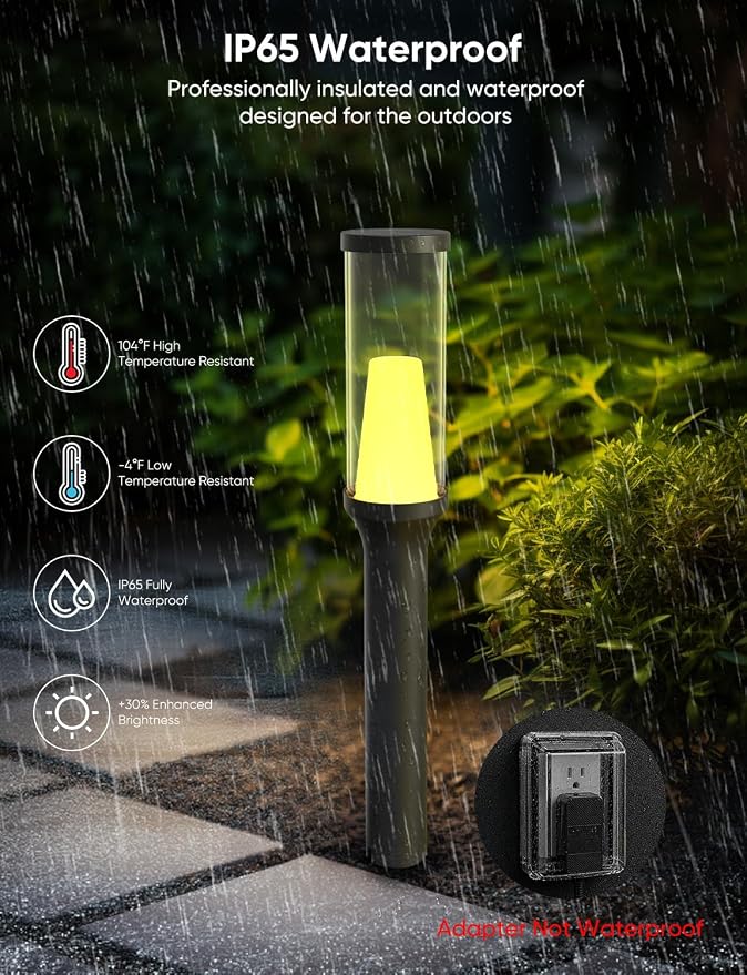 APPECK Pathway Lights,RGBCW Walkway Lights with APP Control,4 Pack | IP65 Waterproof,Low Voltage Landscape Lighting 800LM,Color Changing,for Garden, Yard, Patio,Compatible with Alexa - Image 5
