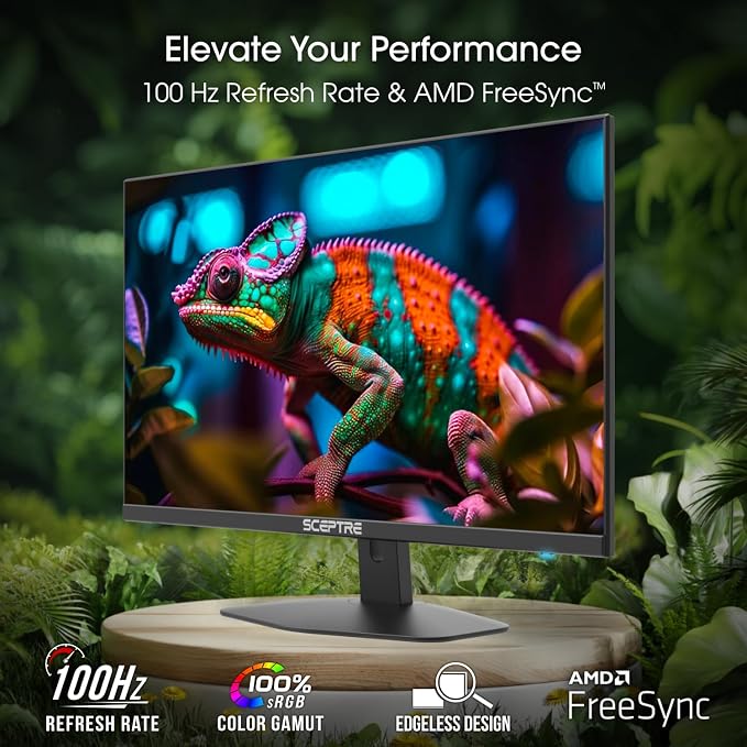 Sceptre 27-inch Prime Gaming Monitor 100Hz 1ms DisplayPort HDMI x2 100% sRGB AMD FreeSync Build-in Speakers, Eye Care Frameless Machine Black 2025 (E275W-FW100T Series) | 1ms Blur Reduction/5ms G-to-G, 100% Srgb, Amd Freesync, Dp1.2 Plus 2×hdmi2.0, 2×2... - Image 2