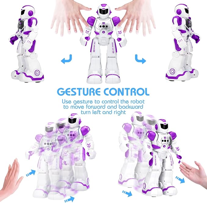 KingsDragon Robots Toy for Kids, RC Gesture Sensing Toy, Interactive Walking Singing Dancing Robot Birthday Presents for Boys Girls Age 6 7 8 9 Years Old,Purple - Image 4