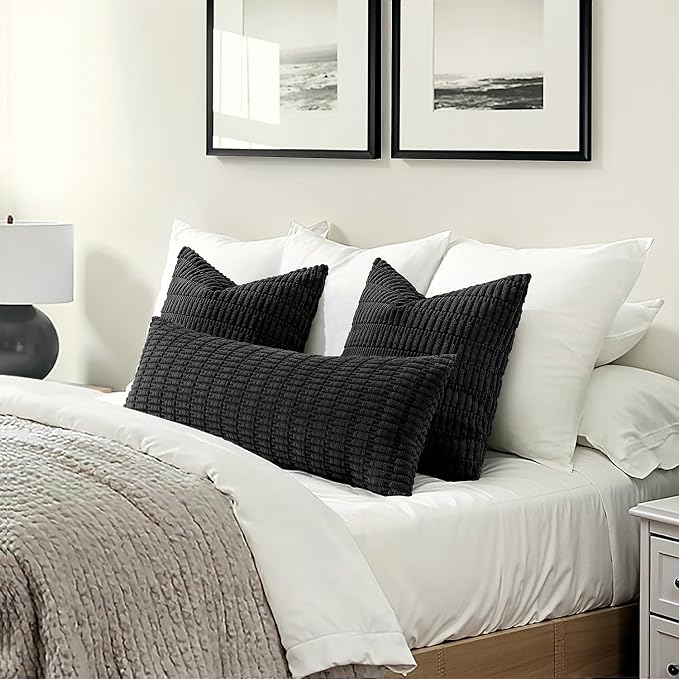 MIULEE Pack of 1 Black Long Body Lumbar Decorative Throw Pillow Cover 14x36 Inch for Halloween Bed Couch Sofa Living Room Soft Boho Pillow Cover Modern Farmhouse Home Decor - Image 2