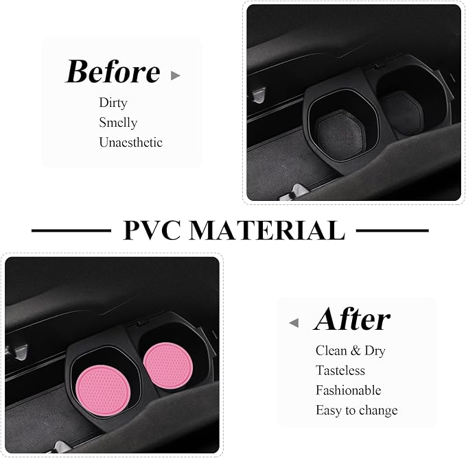 4 Pack Car Coasters, 2.75inch Universal Non-Slip Car Cup Holder Coaster for Car, PVC Cup Pad Mat Car Coasters for Cup Holders for Women (Pink) - Image 5