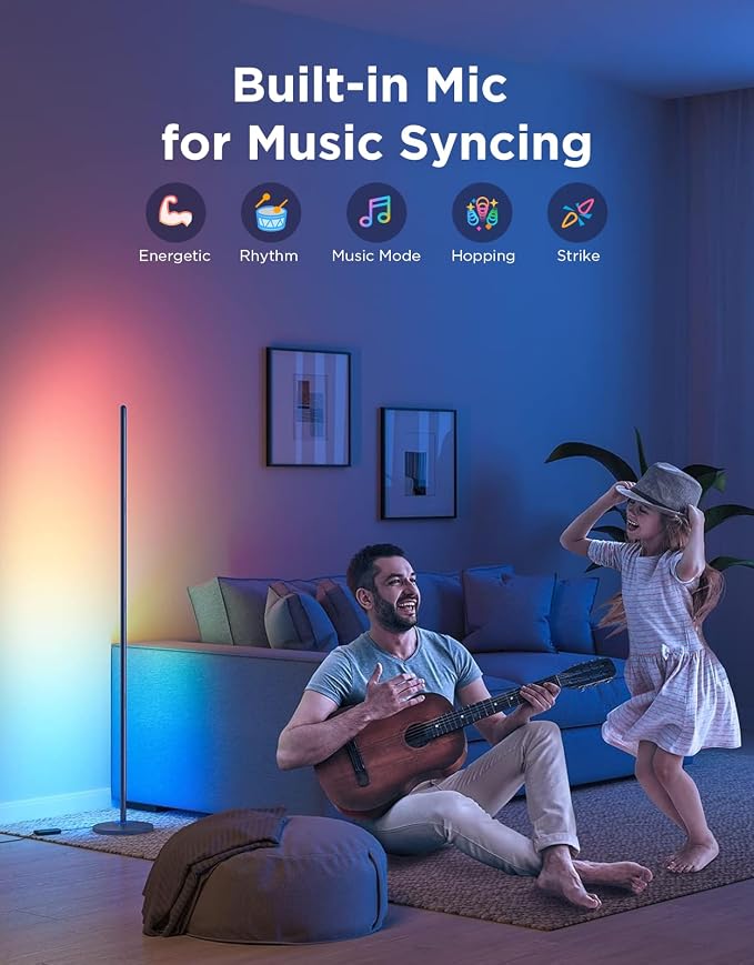 Govee RGBIC Floor Lamp Basic, 1000lm LED Corner Lamp | Works with Alexa, Smart Modern Floor Lamp with Music Sync and Color Changing Standing Lamp for Bedroom Living Room Blue - Image 6