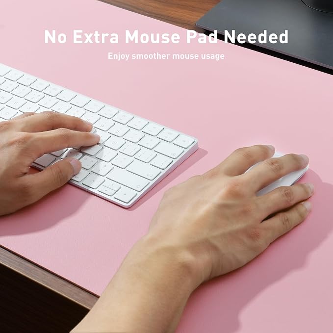 Aothia Faux Leather Desk Mat – Large Mouse Pad, Non-Slip PU Leather Blotter, Waterproof Writing Surface for Office and Home (Fairy Pink, 47.2" x 23.6") - Image 4